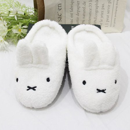 Plys hjemmesko, indendørs bomuldshjemmesko til par, hjemmetøj Halv pakke hvid Miffy