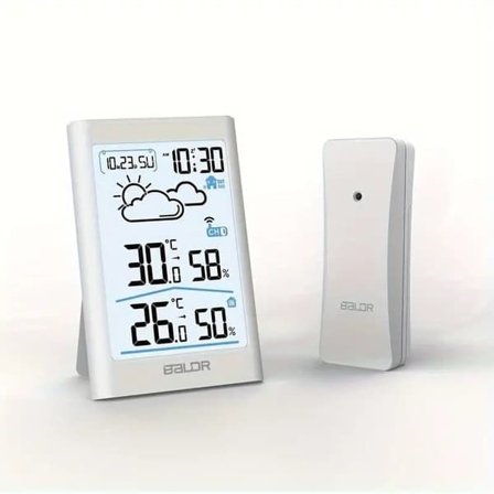 Wireless Thermometer and Hygrometer with Weather Station and Date Display for Indoor and Outdoor Use