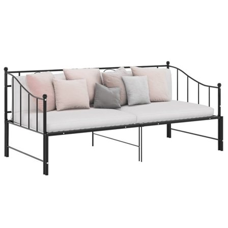 vidaXL Utdragbar sängram bäddsoffa svart metall 90x200 cm