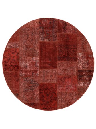 Patchwork Teppich Handgeknüpft Ø 200 Rund Dunkelrot/Schwarz Persien/Iran