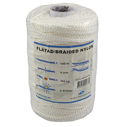 POLY-PRODUKTER TAU NYLON 4MM 100M FLETTET X-SPOLE