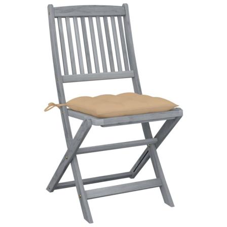 Vidaxl Hopfällbara Trädgårdsstolar Med Dynor 6 St Massivt Akacia Beige