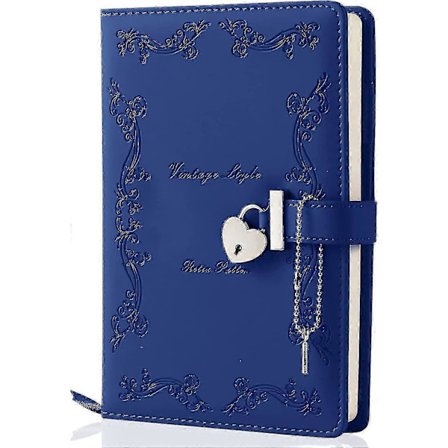 Flickdagbok med lås och nyckel, hjärtformad läderdagbok med lås, hemlig dagboksanteckningsbok