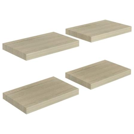 Vidaxl Svävande Vägghyllor 4 St Ek 40x23x3,8 Cm Mdf Brun