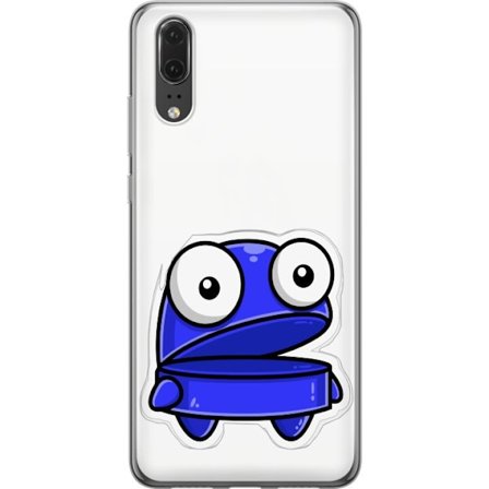 Kompatibelt Mobildeksel til Huawei Huawei P20 Blå tegnefilmfigur med åpent uttrykk og store øyne i morsom illustrasjon
