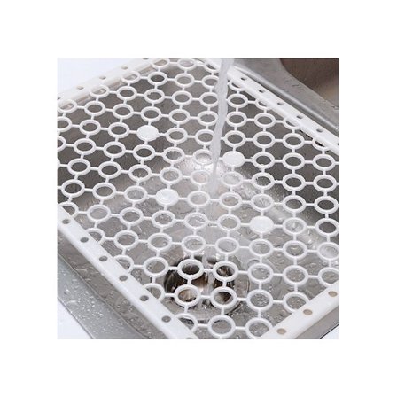 Sæt med 2 store køkkenvaskmåtter i plast, praktiske til afdrypning af opvask - Hvid