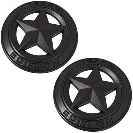 (SET AV TVÅ) Texas Edition Star HELT SVART Rund 3" Sköld Emblem