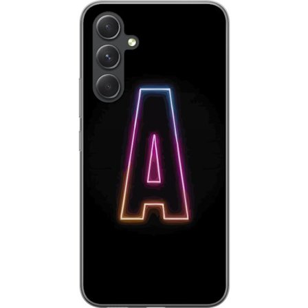 Yhteensopiva Puhelinkuori Samsung Samsung Galaxy S24+ Minimalistinen neonkirjain A sateenkaarenvärisessä valossa mustaa taustaa vasten modernissa ty
