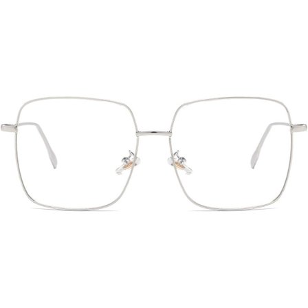 Blåt lys blokerende briller computerspil briller anti-belastning firkantet metal klar ramme briller til kvinder mænd sølv