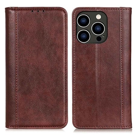 Aito nahkakotelo magneettisuljuksella iPhone 14 Pro - Ruskea