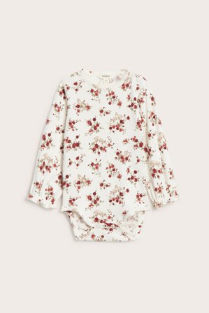 Newbie | Body w kwiaty, z falbaną | Offwhite