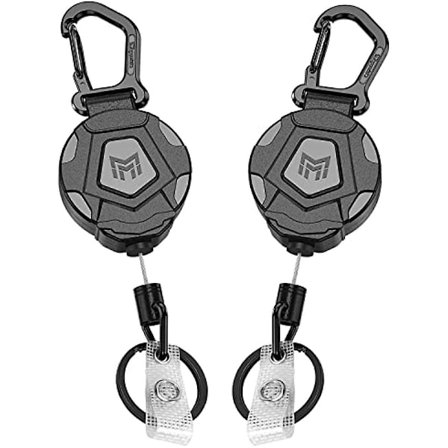 Mngarista 2-pack Retractable Keychain Heavy Duty Carabiner Badge Holder Tactical Id Badge Reel Med 315 Stål Retractable Cord 80 Oz