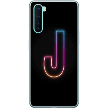 Kompatibel Mobilcover til OnePlus OnePlus Nord Minimalistisk neonbogstav J i farveskiftende lys mod sort baggrund