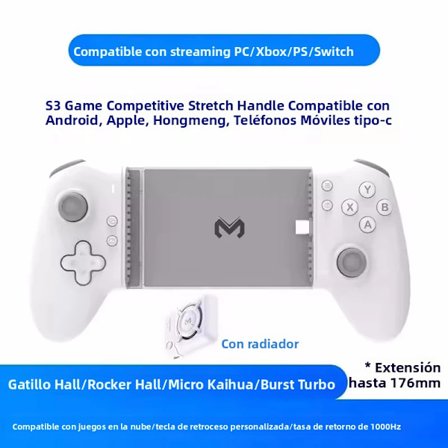 176mm med Vifte Gamepad Kontroller for Android Mobiltelefon PC Nettbrett Hall Effect Joystick Type C Kommando Spillkontroller