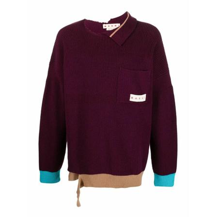 Marni, Round-neck Knitwear Paars, Heren, Maat:L,Cotton