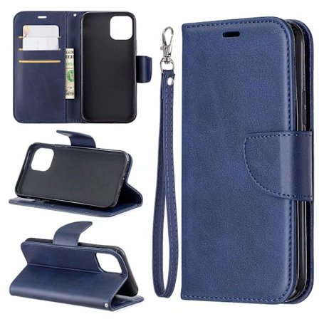 Etui til Samsung S22 PLUS blå Solidt lamme mønster kort slot flip wallet læder