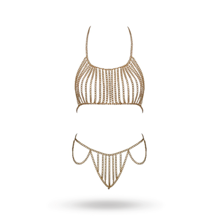 Cottelli Collection: Top Set Chain Gold - Vuxen: Lingerie & undertøy