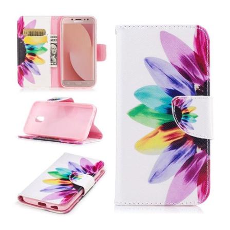 Samsung Galaxy J7 (2017) retrotyylinen nahkakotelo - Värikäs terälehti Multicolor