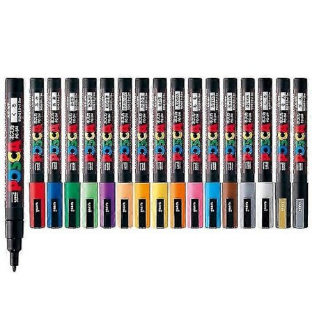pc Uni Posca Pc-3m Farvepen - Ekstra Fin Kuglepen 0,9-1,3 mm Kunstmarkører Vandbaseret 24 Farver Tilgængelige - Kunstmarkører -