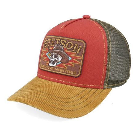 Stetson - Röd trucker Keps - Kids Skull Yellow/Cardinal Trucker @ Hatstore