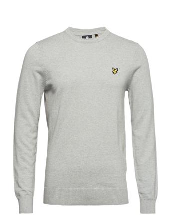 Cotton Merino Crew Jumper Strikkegenser M. Rund Krage Grå Lyle & Scott