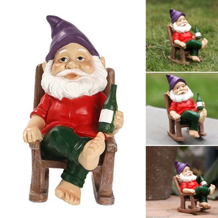 [NT] Trädgårdstomtar på gungstolsdekoration, trädgårdstomtar för alla trädgårdar utomhus inomhusprydnad