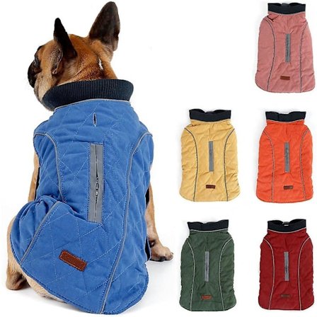 Reflekterande hundjacka, hundkappa varm tjock dunväst liten hundjacka med fleece, XS