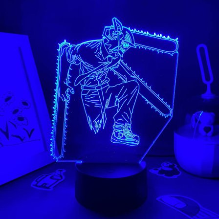 Anime Chainsaw Man 3D Nattlampa för Barn AKI Hayakawa Manga Figur Presenter för fans