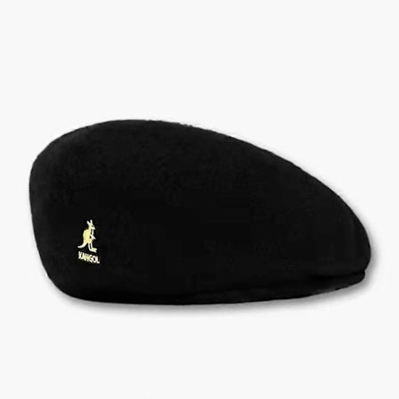 Kangol Wool 504 Flat Cap Herre & Dame Casual Uld Basker Hat Vinter Newsboy Kasketter Sort og Guld Black and Golden