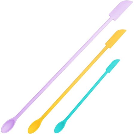 3 stk. syltetøjsske Makeup spatler sæt Mini silikone dobbelt spids skraber sæt til kosmetik, madflasker (Multifarvet)