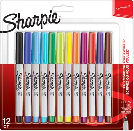 SHARPIE ULTRA FINE Merkepenn 0,5mm assortert (12)