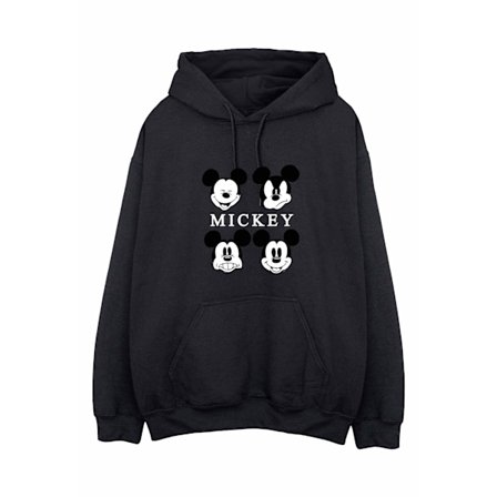 Mickey Mouse Unisex Vuxen Fyra Huvuden Hoodie L Svart