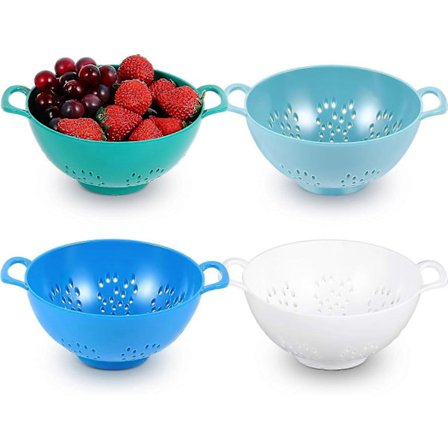 4-pak Mini Dørslag til Køkken Plastik Bærsi med Dobbelte Håndtag 19 x 15,2 x 7,6 cm (FMY)