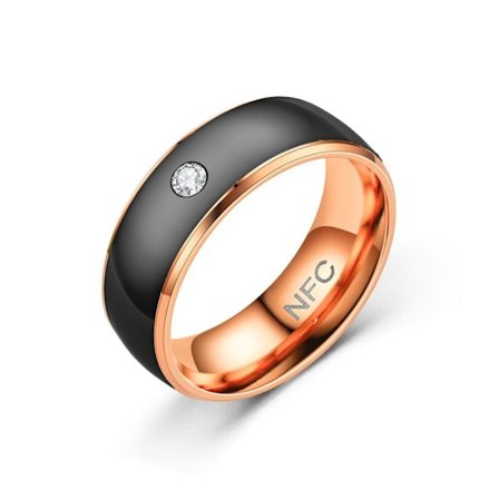 NFC Smart Ring Finger digitaalinen sormus BLACK&ROSE GOLD 9