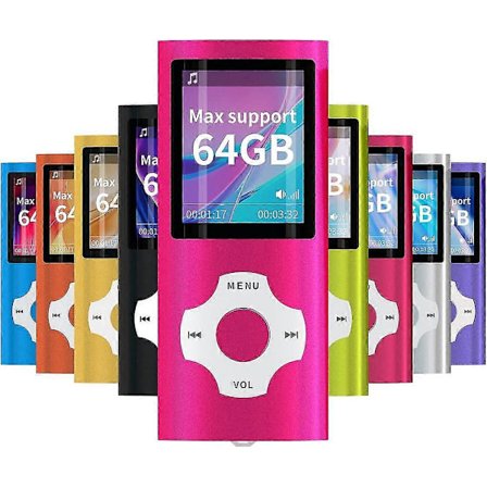MP3/MP4 Bærbar Afspiller, 1,8 Tommers LCD-Skærm, Maksimal Støtte 64GB, Rosa pink