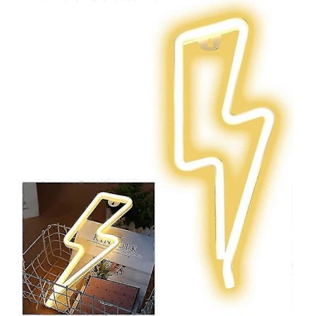 neon lys skilt led lynformet nattlys veggdekor lys drevet av usb/batteri med varmt hvitt neonlys for jul bursdag (FMY)