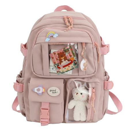 Kvinner jente ryggsekk skulderveske skolesekk Fresh Cute Workwear College Style Middle School Student Casual Pink