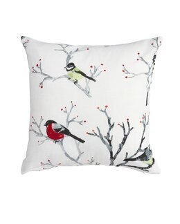 Kuddfodral Jul Vinterfåglar 2-Pack Vit - Jul - Linea