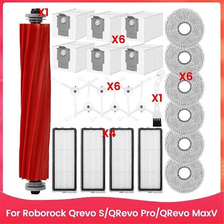 【PP】For Qrevo S/QRevo Pro/QRevo MaxV Robotstøvsuger Hovedbørster Sidebørster Hepa-filter Moppeklut Støv-FA-