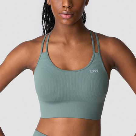 ICANIWILL Ribbed Define Seamless Sports Bra, Racing Green