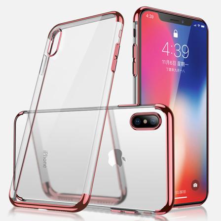 Galvaniseret TPU -etui iPhone XR med 2 skærmbeskyttere. Pink gold