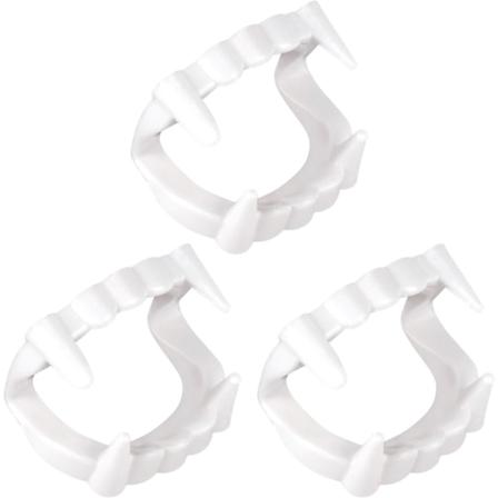 3 stk Vampyrtann Hvite Tenner Fang Skumle Plastfalske Varulv Zombie Proteser for Halloweenfestrekvisitter Cosplay Fantomi