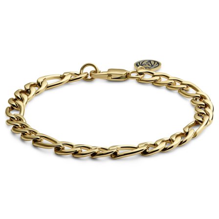 Essentials | Pulsera de cadena figaro dorada de 8 mm para hombres - Pulseras de acero