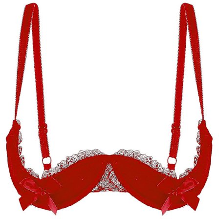 Dame 1/4 Cup Bøyle BH Halterneck O Ring Gjennomsiktig Blonde Push Up BH Undertøy Bryst Åpen BH Undertøy Xinmu