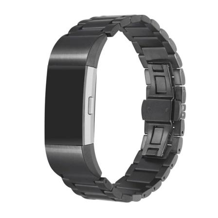 Fitbit Charge 2 urrem som er lavet af galvaniseret stål - Sort Black
