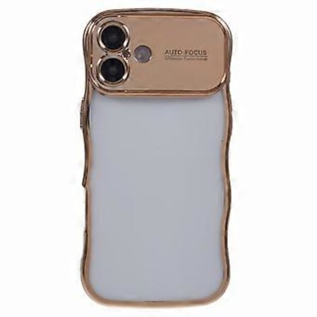 Skal till iPhone 16 Elektropläterad Krullig Ram TPU Genomskinligt Mobilskal (Stil D)