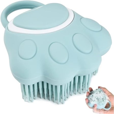 Badebørste til hund og kat, blød silikonebadebørste med shower gel dispenser, kæledyrsmassagebørste