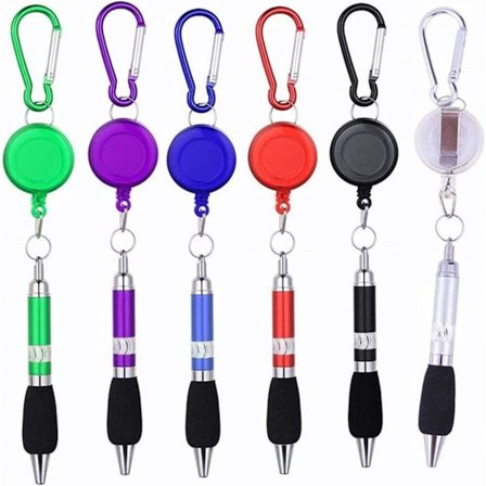 6 st Clip On Pennor Karabinhake Pennor Retractable Badge Regel