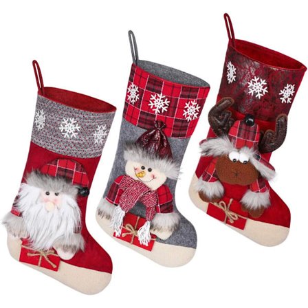 Jouluiset sukat, joulupukki, lumiukko, poro 3D-pehmo Chr