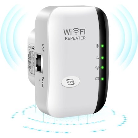 WiFi Extender Booster - Repeater/AP-tilstand med Ethernet-port - WPA2 Sikker Bred Dækning